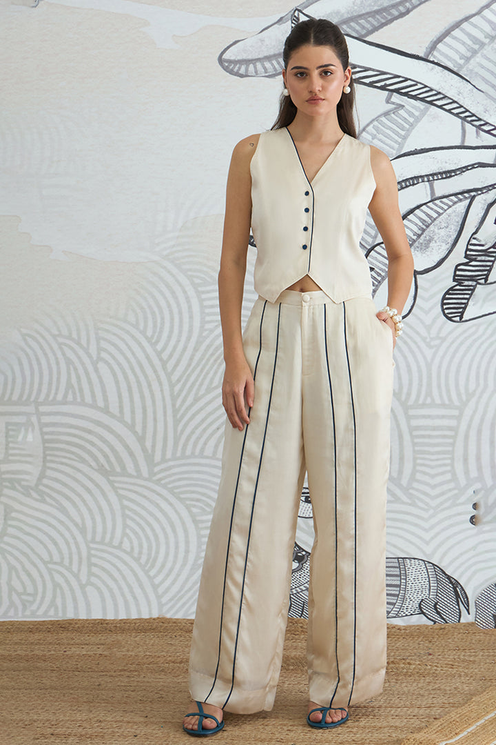 Cream Waistcoat Top and Pants