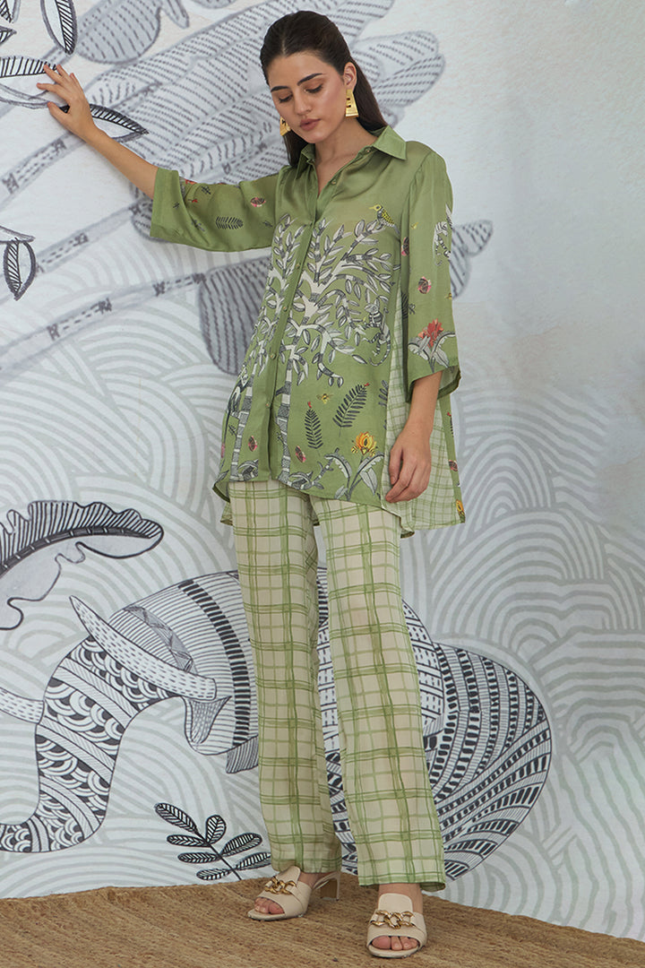ASYMMETRICAL SHIRT WITH PANT