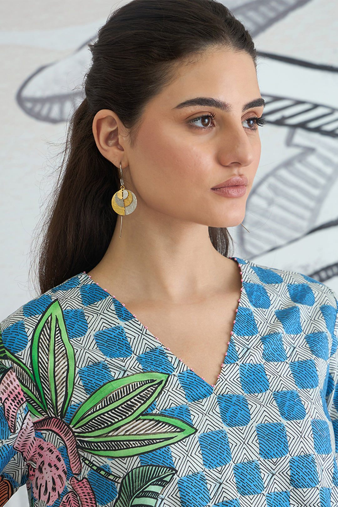Blue Check Flower Co-ord Set