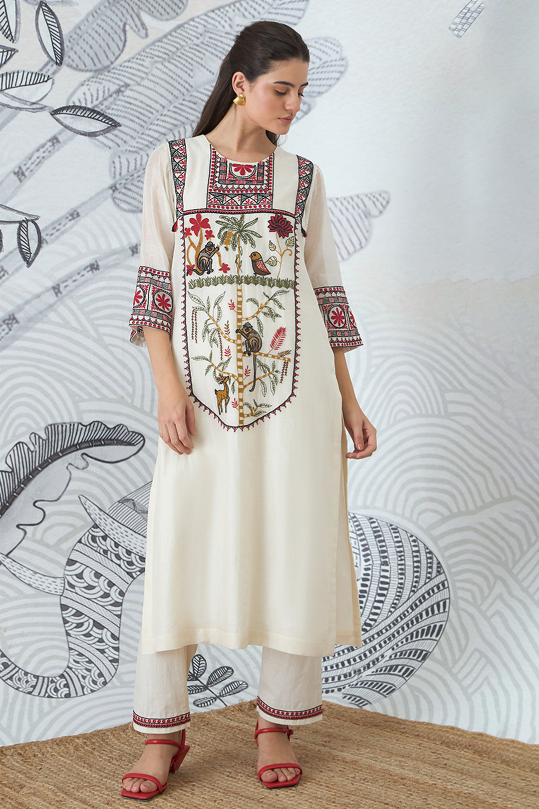 Ivory Embroidery Kurta Set