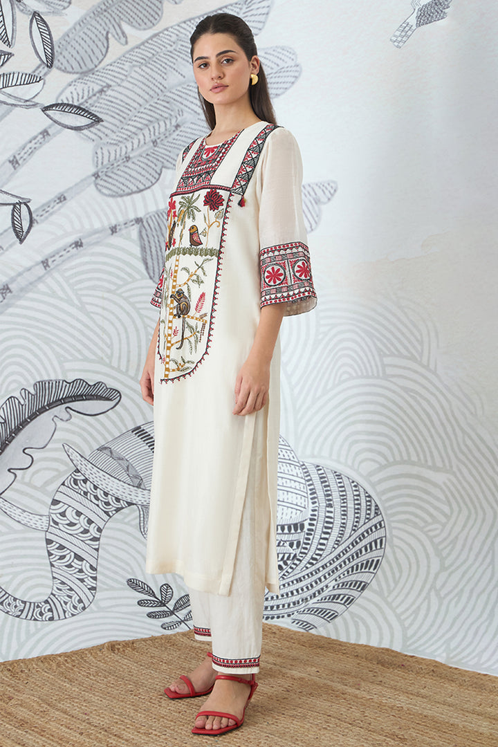 Ivory Embroidery Kurta Set