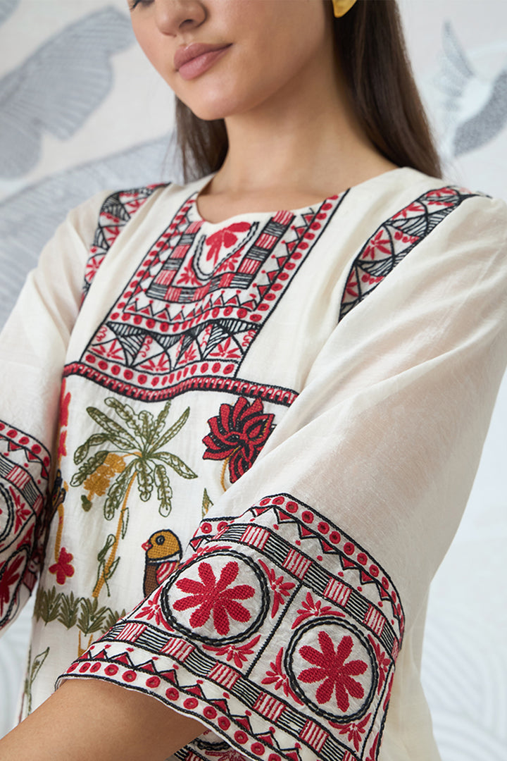 Ivory Embroidery Kurta Set