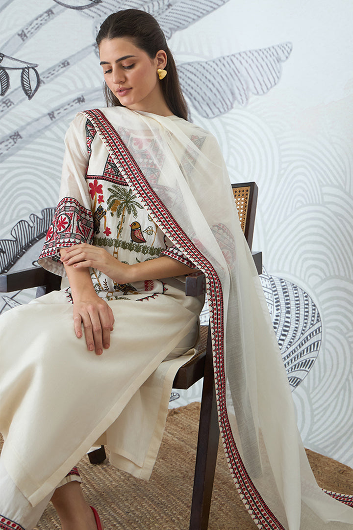 Ivory Embroidery Kurta Set