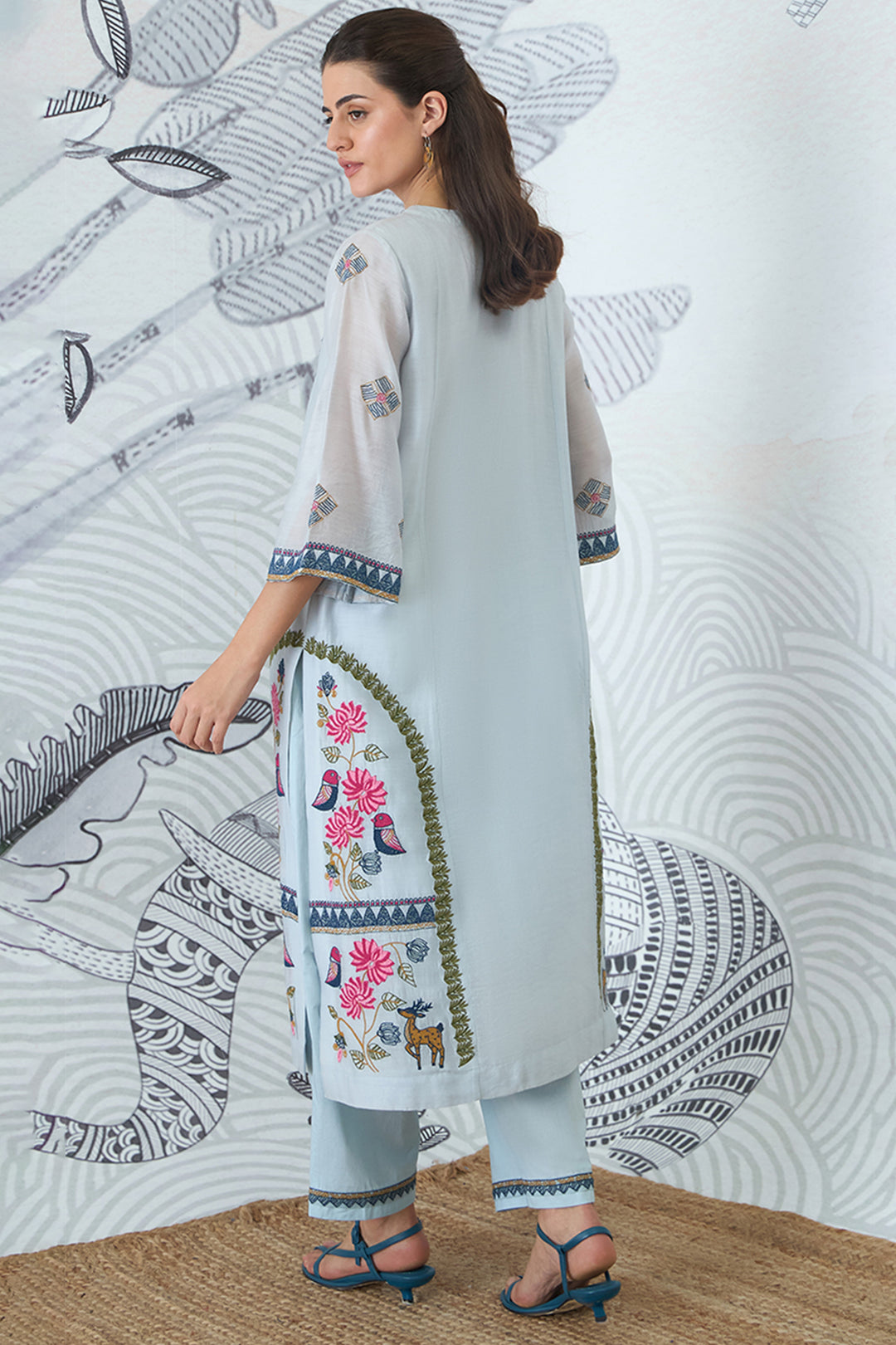 Powder Blue Embroidery Kurta Set