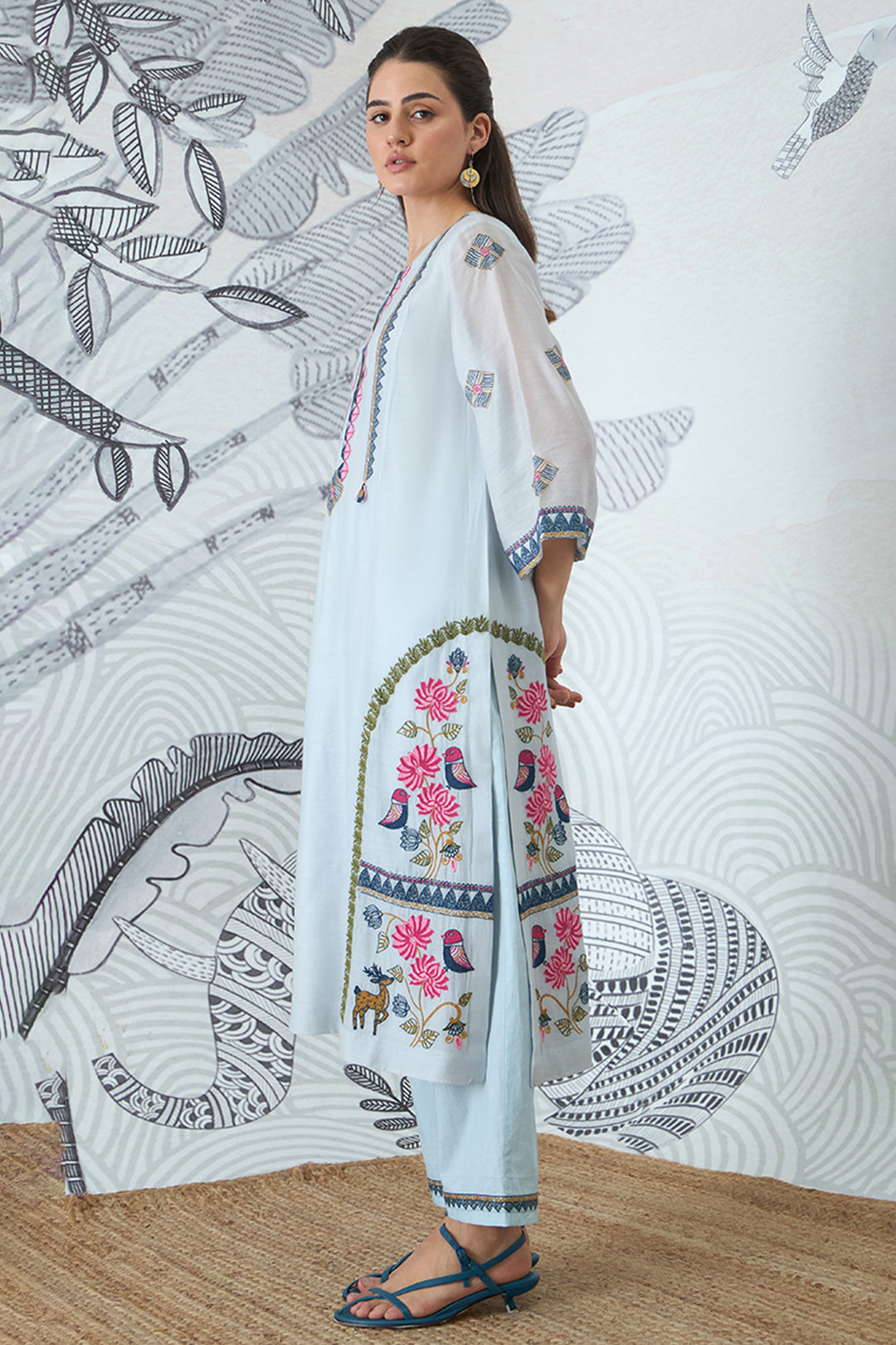 Powder Blue Embroidery Kurta Set