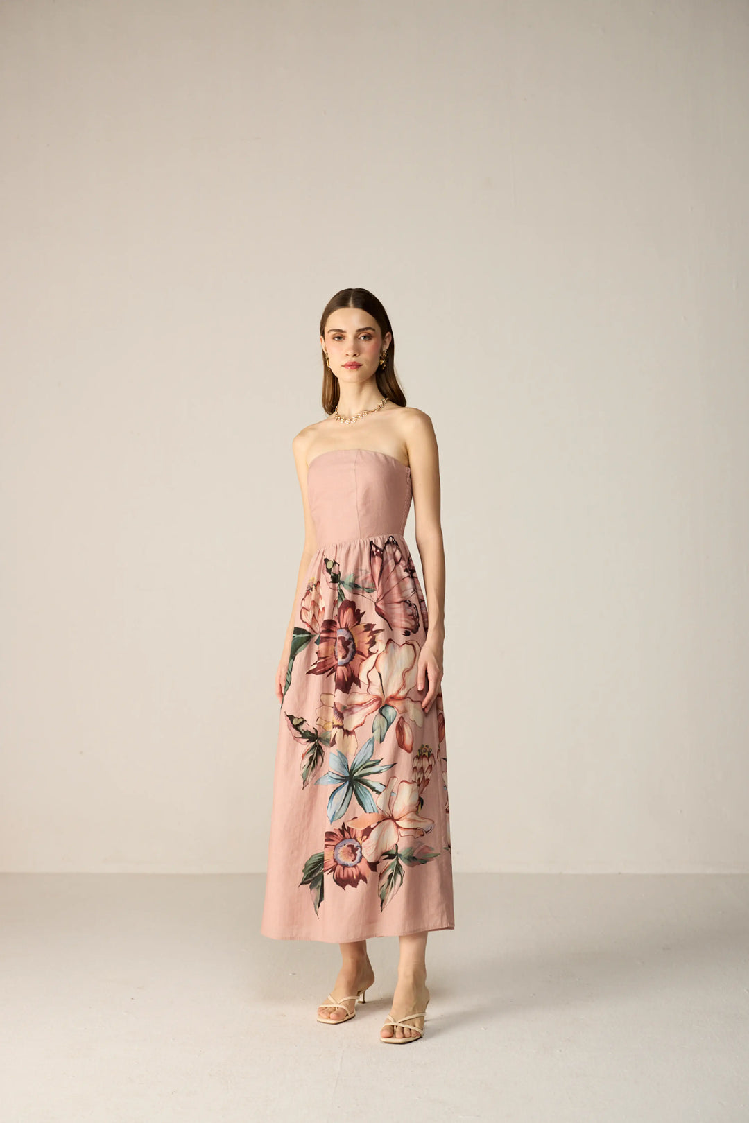 Orelia Midi Dress Pink