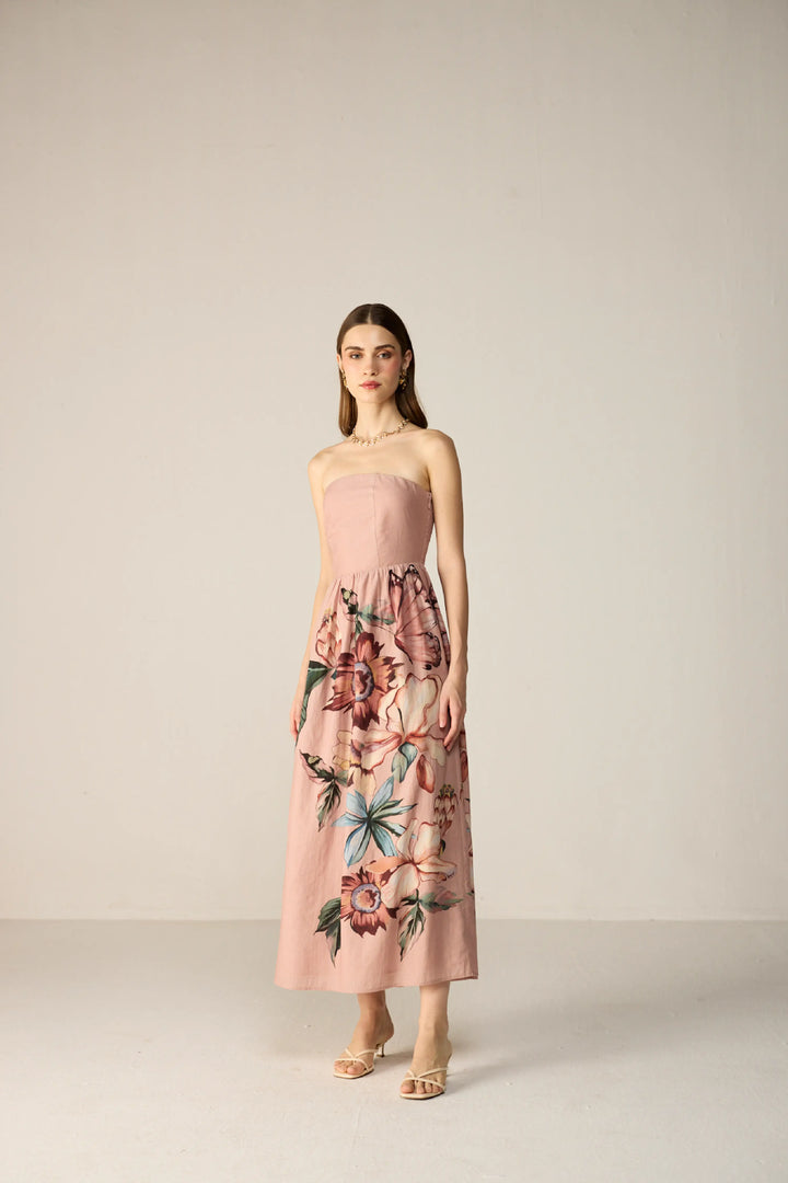 Orelia Midi Dress Pink