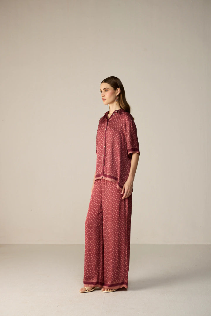 Noah Shirt Co-ord Set Maroon