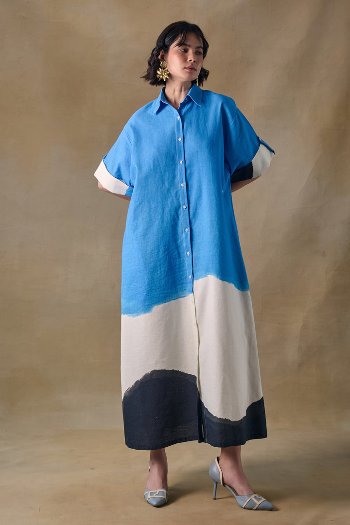 Blue Washed Asymmetrical Dress
