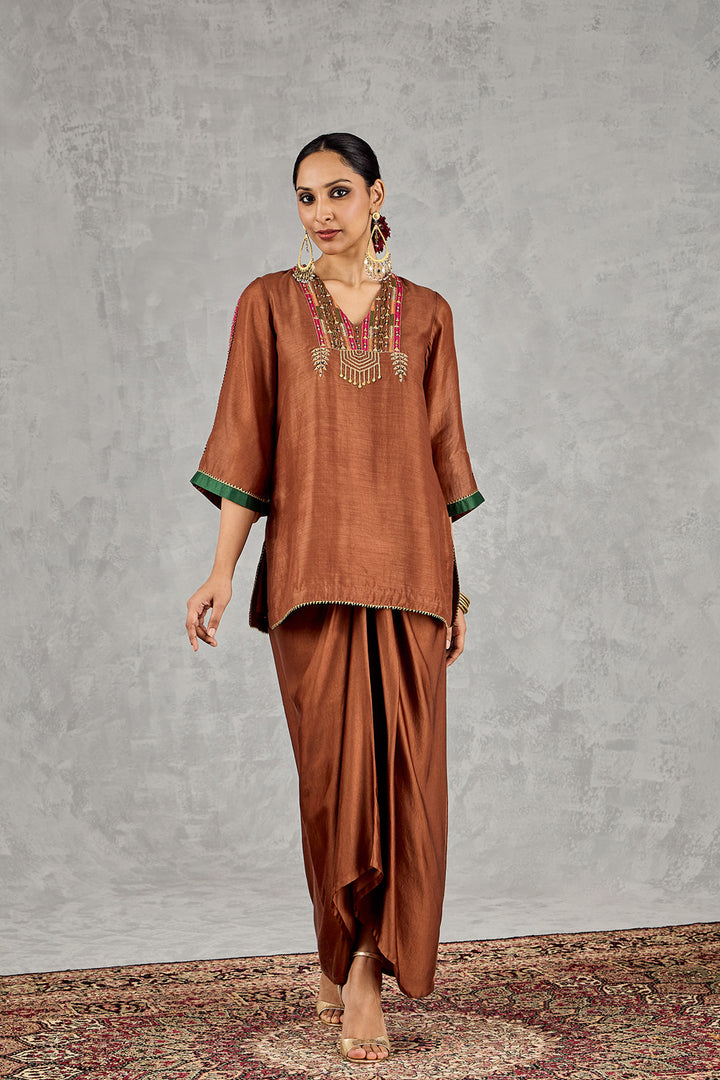 Brown Short Kurta Set
