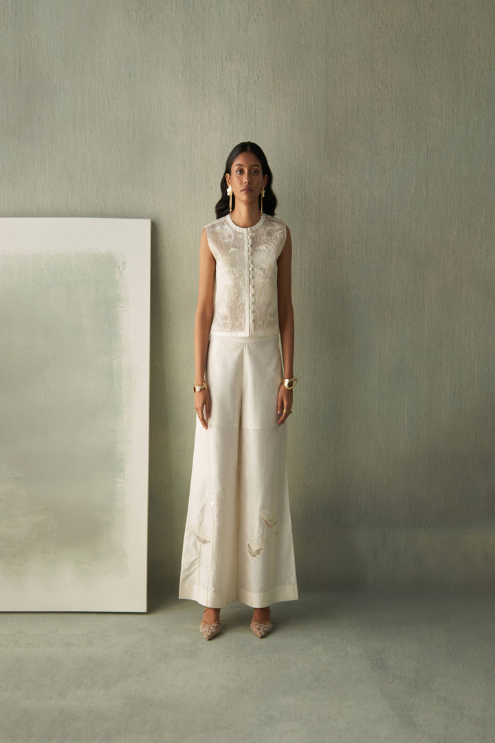 Foliage Cropped Jacket And Trousers Set