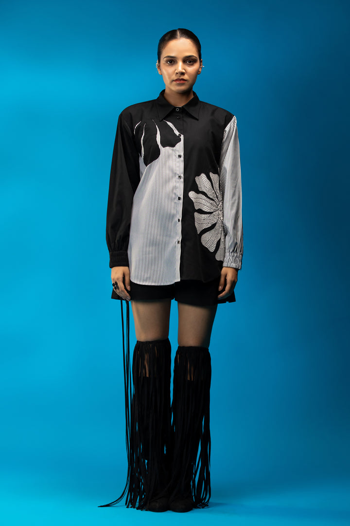 Black & white panelled shirt