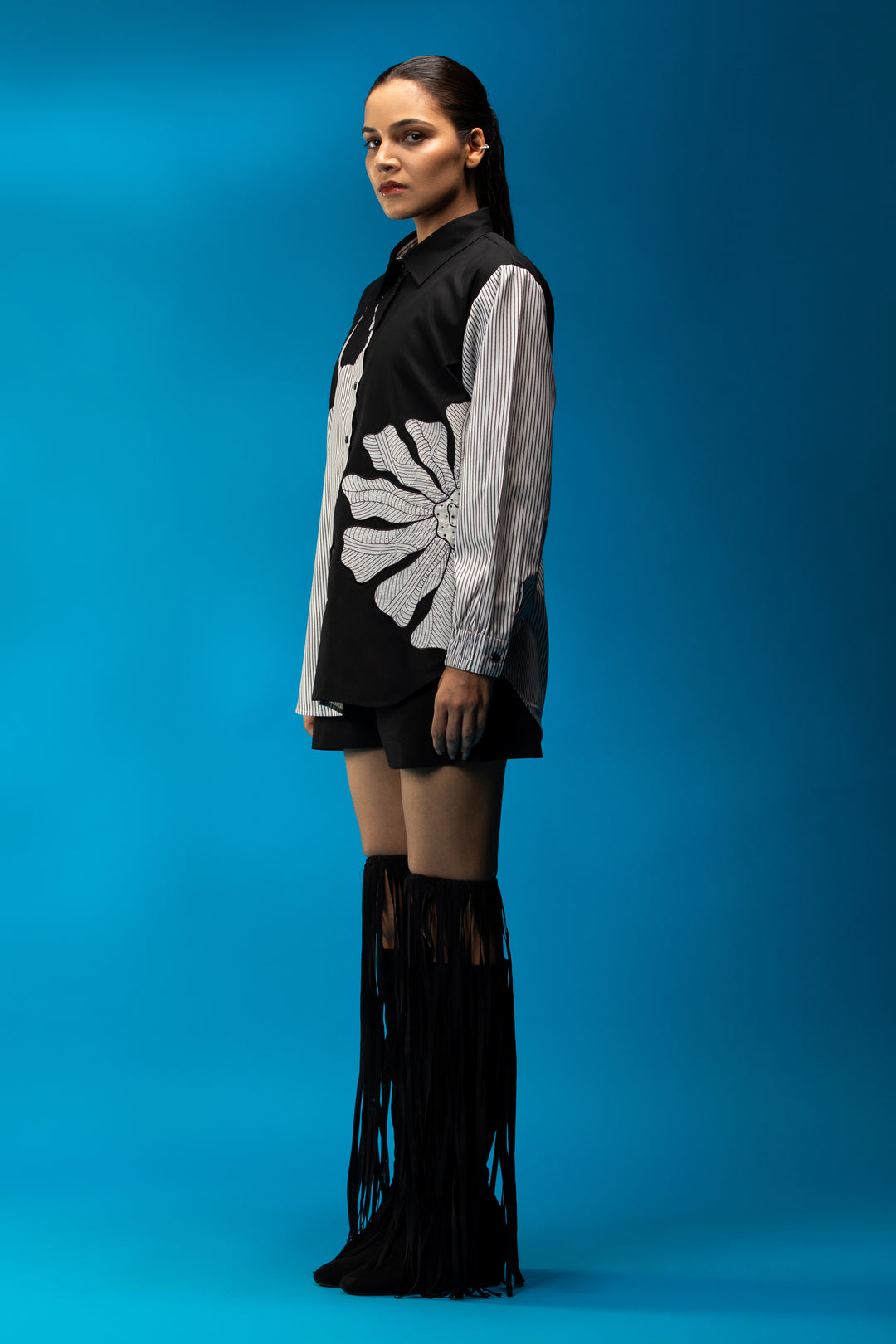 Black & white panelled shirt