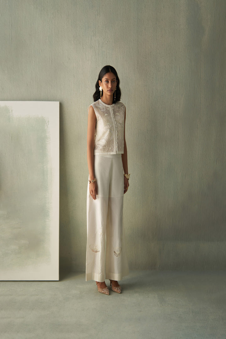 Foliage Cropped Jacket And Trousers Set