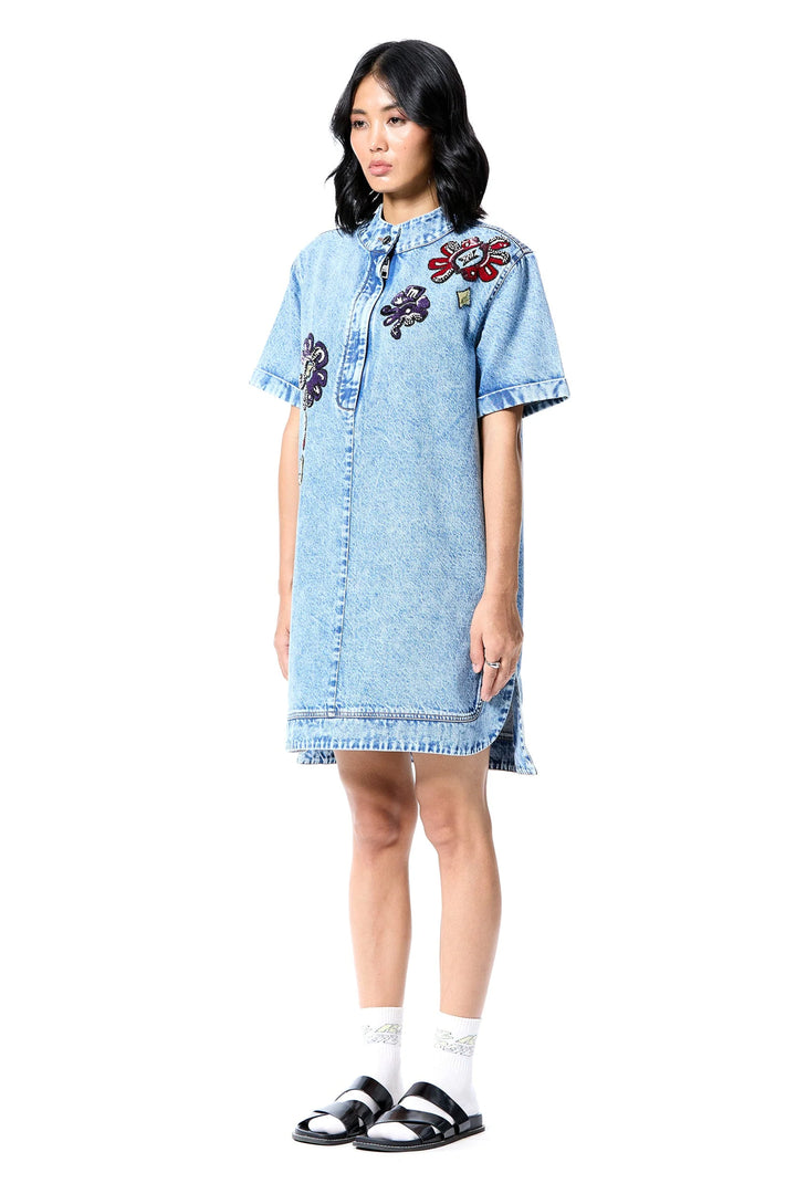 'Neo Glow' Denim Dress
