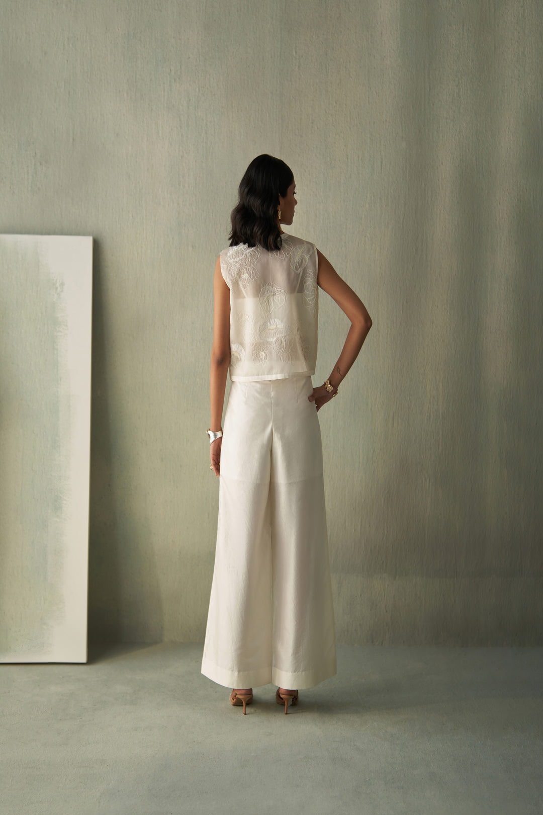 Foliage Cropped Jacket And Trousers Set