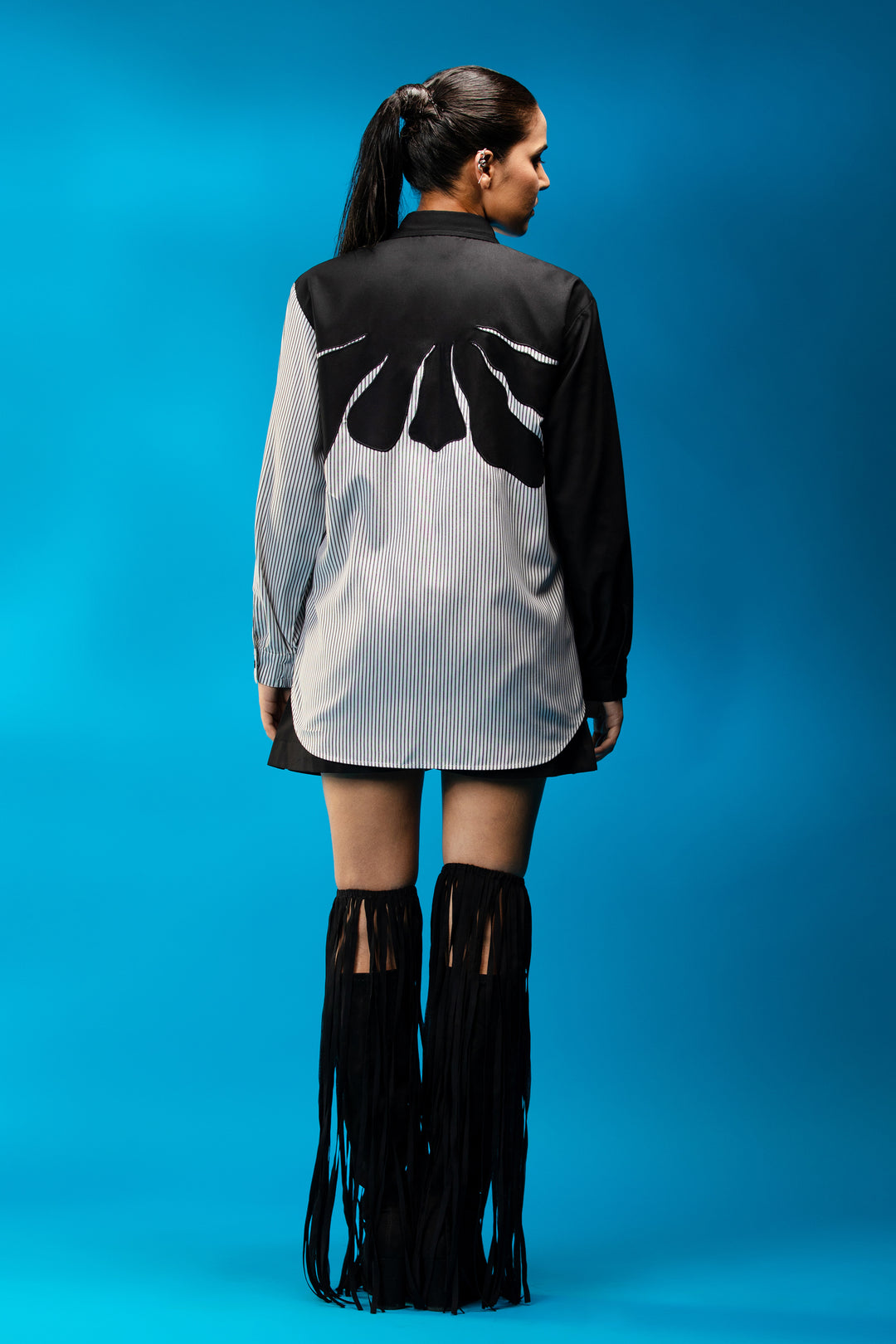 Black & white panelled shirt