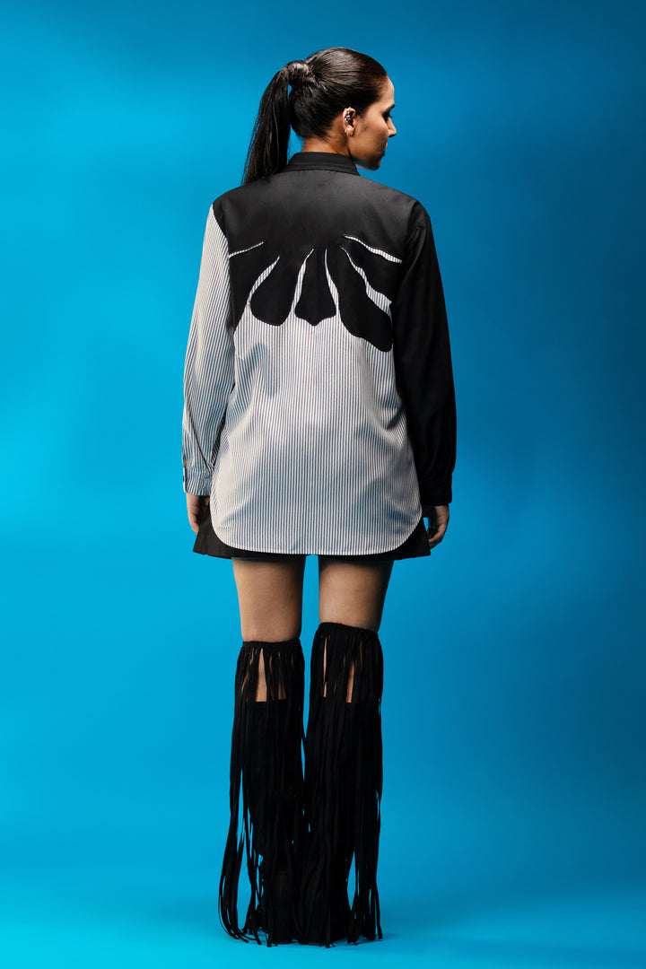 Black & white panelled shirt
