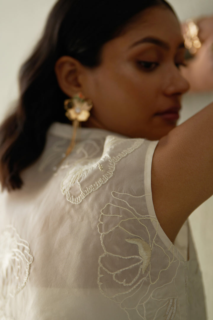 Foliage Cropped Jacket And Trousers Set