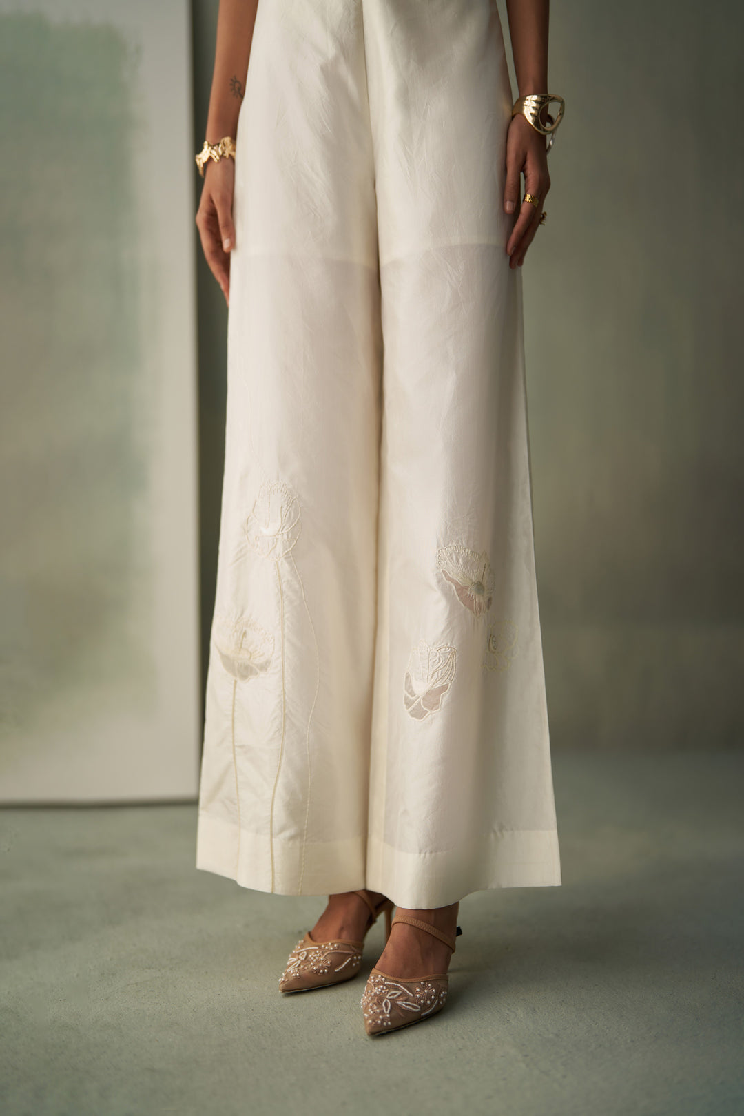 Foliage Cropped Jacket And Trousers Set