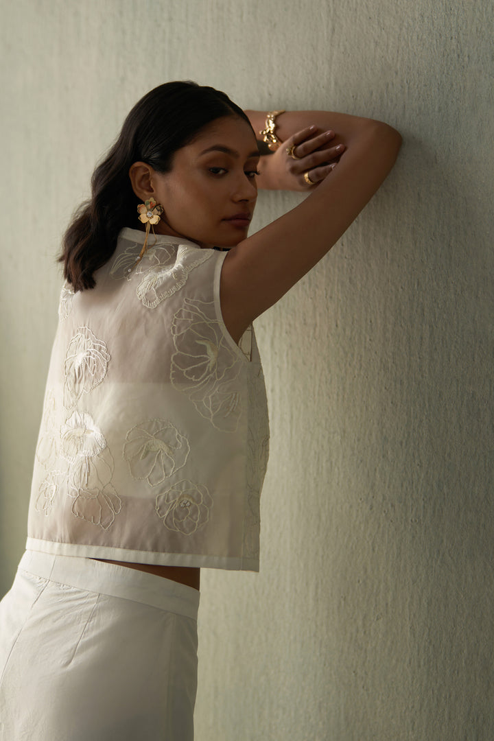 Foliage Cropped Jacket And Trousers Set