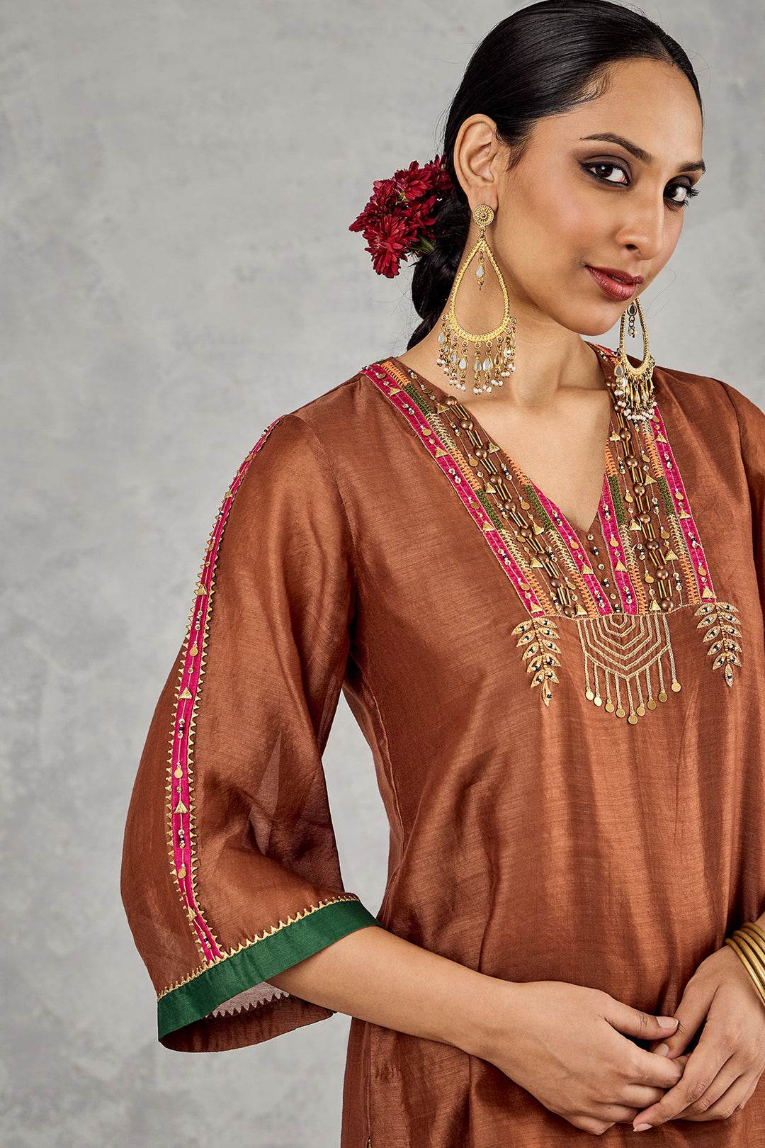 Brown Short Kurta Set
