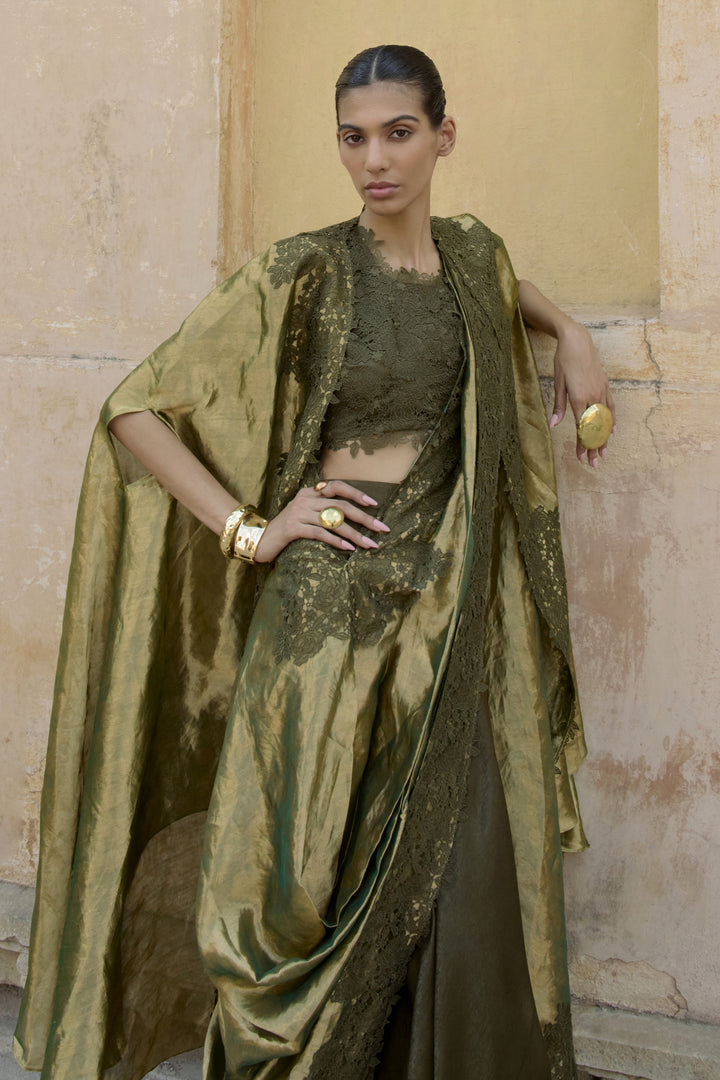 TISSUE JACKET SAREE SET