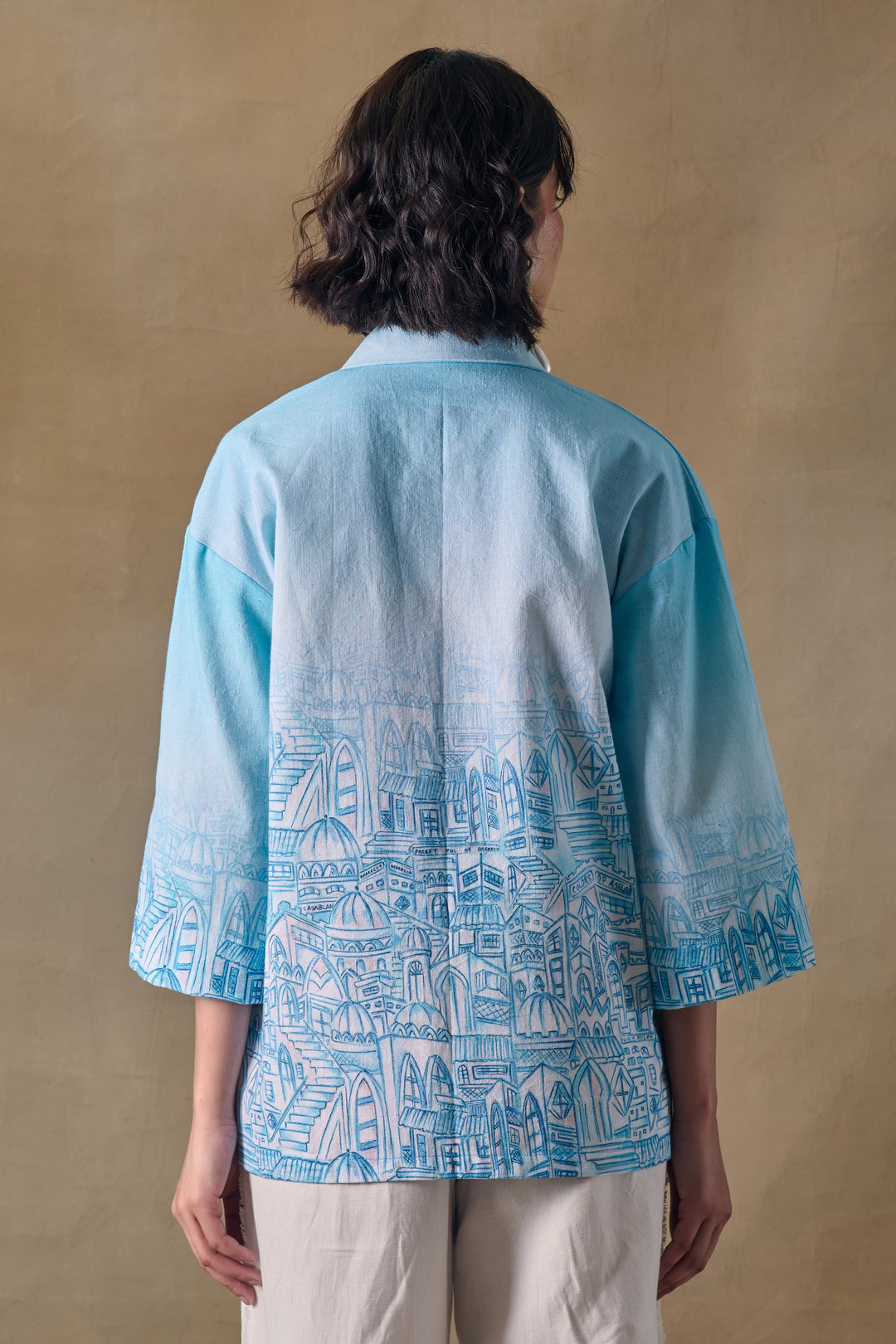 Blue Landscape Kimono Shirt