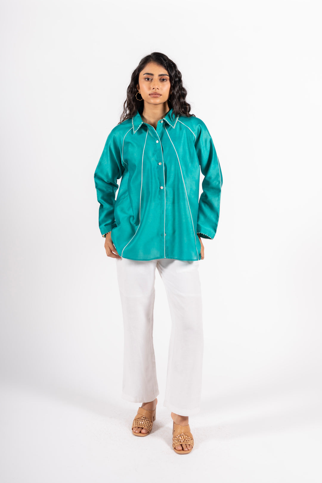 Harper Shirt Teal Blue