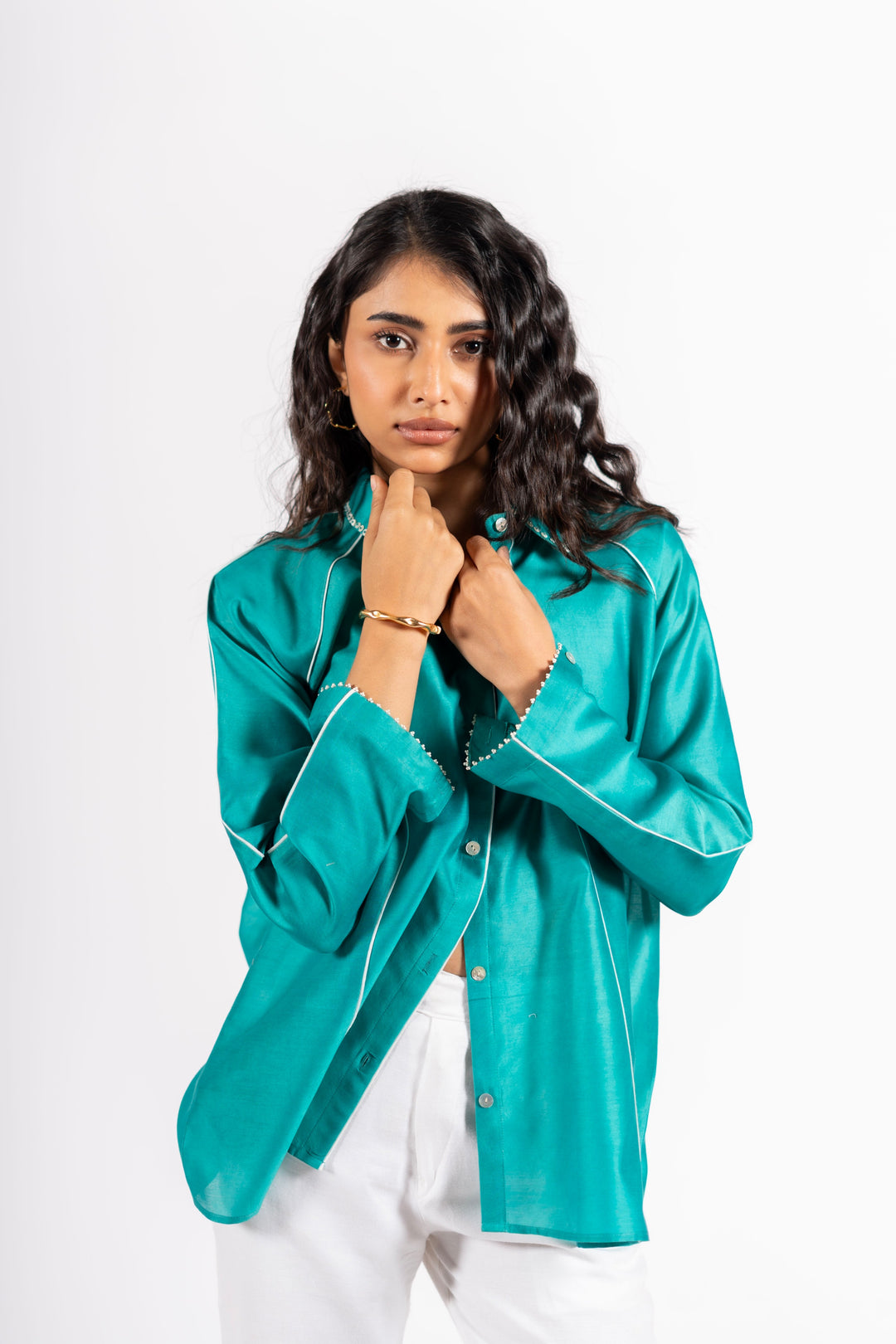 Harper Shirt Teal Blue