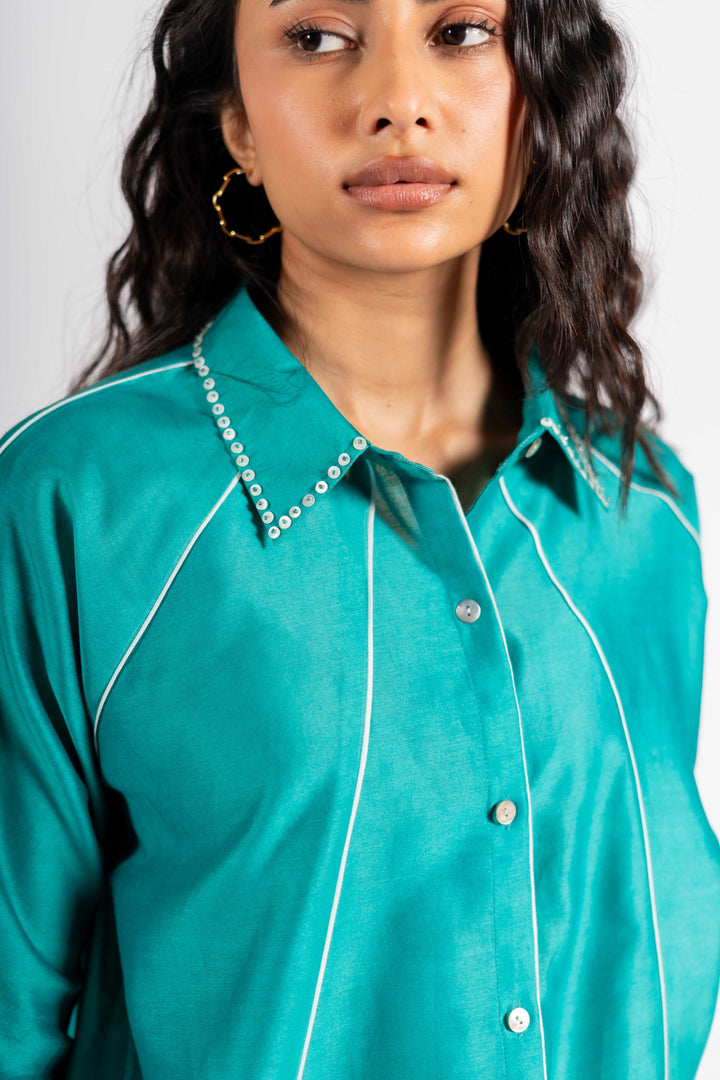 Harper Shirt Teal Blue