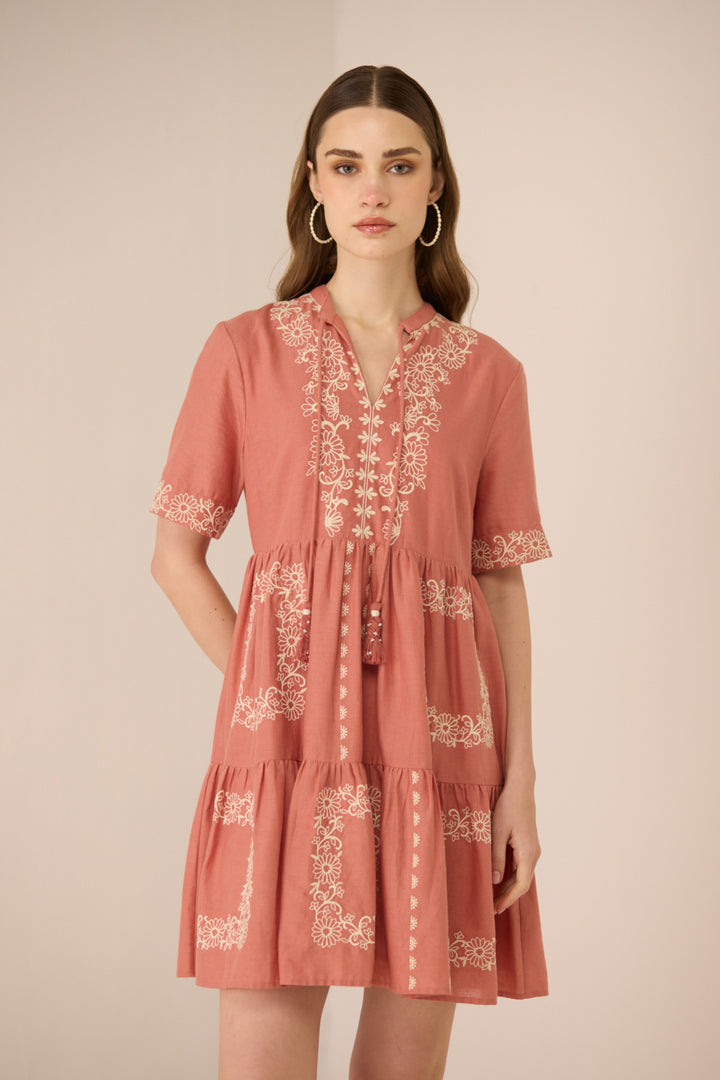 Grace Mini Dress-  Faded Rose