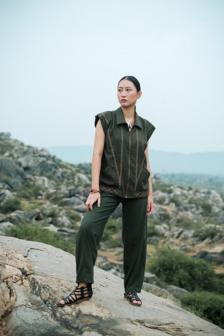 Handwoven Barrel Pants - Green