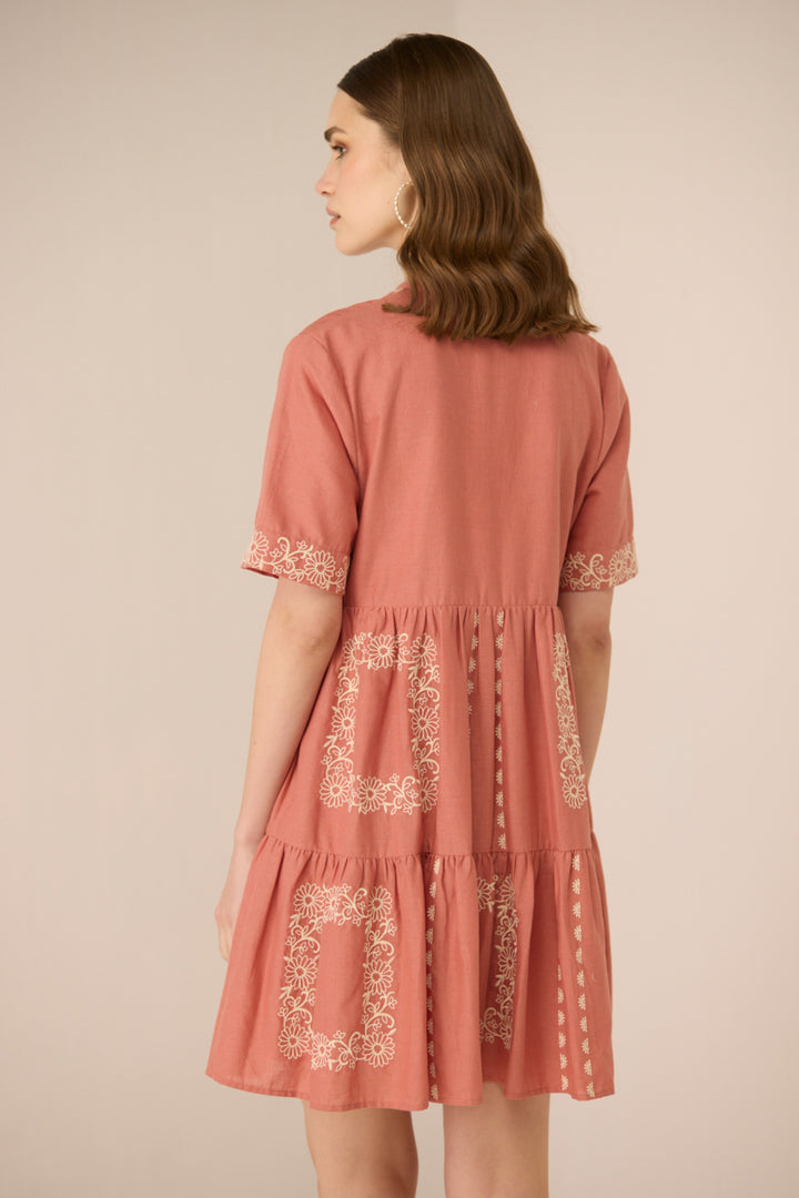 Grace Mini Dress-  Faded Rose