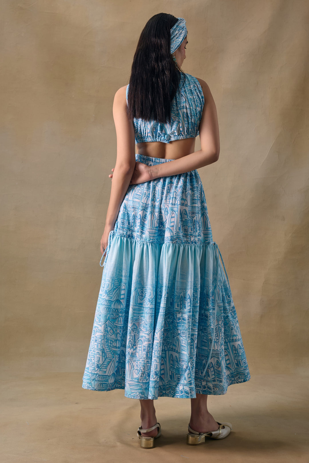 Blue Landscape Tiered Skirt