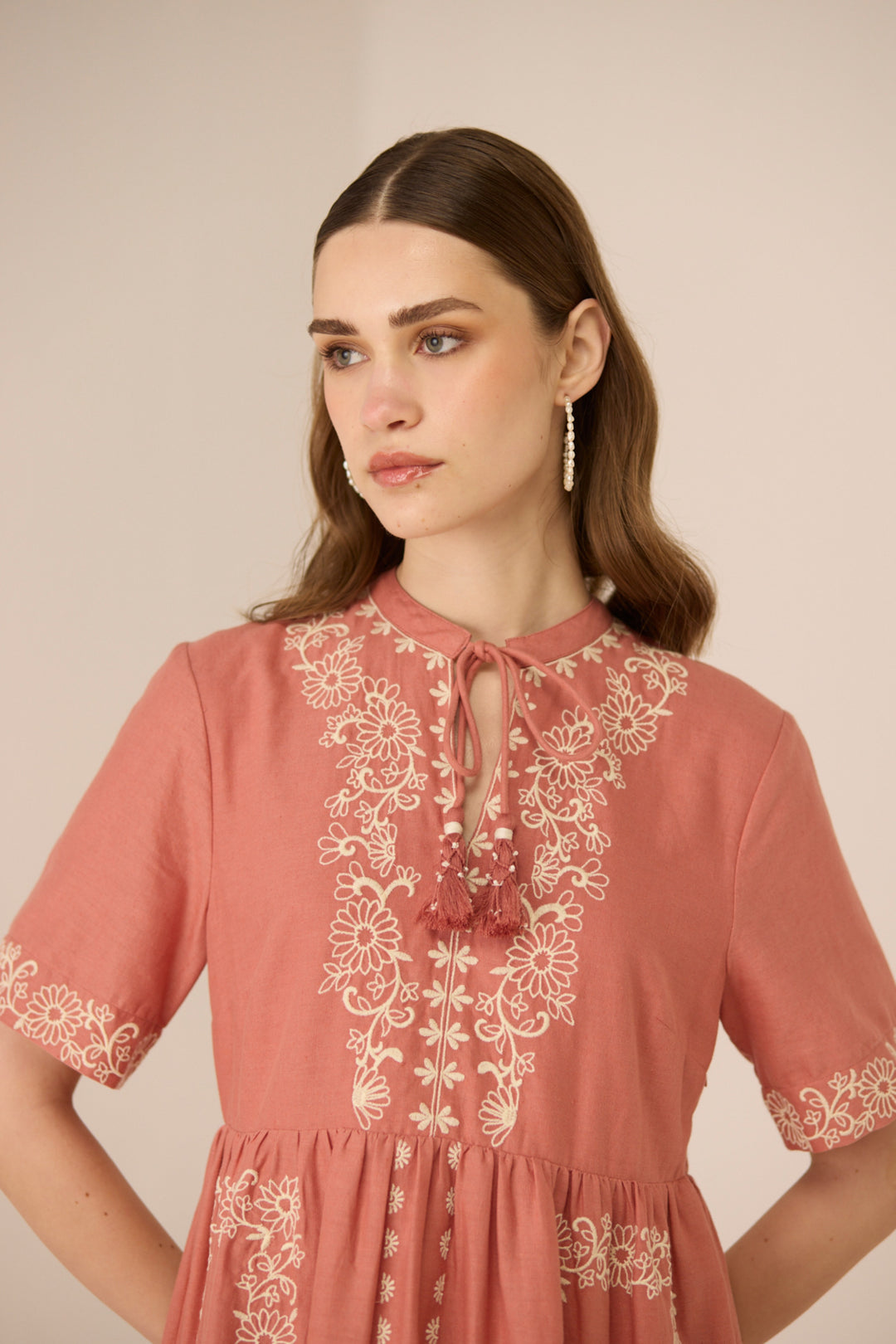 Grace Mini Dress-  Faded Rose
