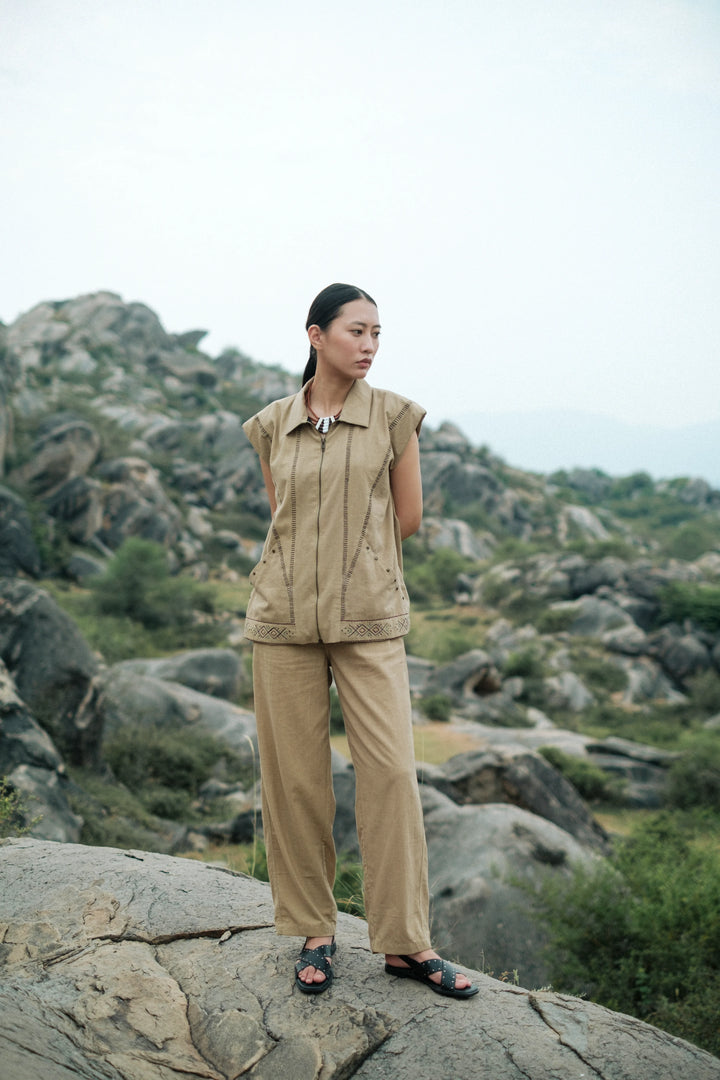 Handwoven Barrel Pants- Khakhi