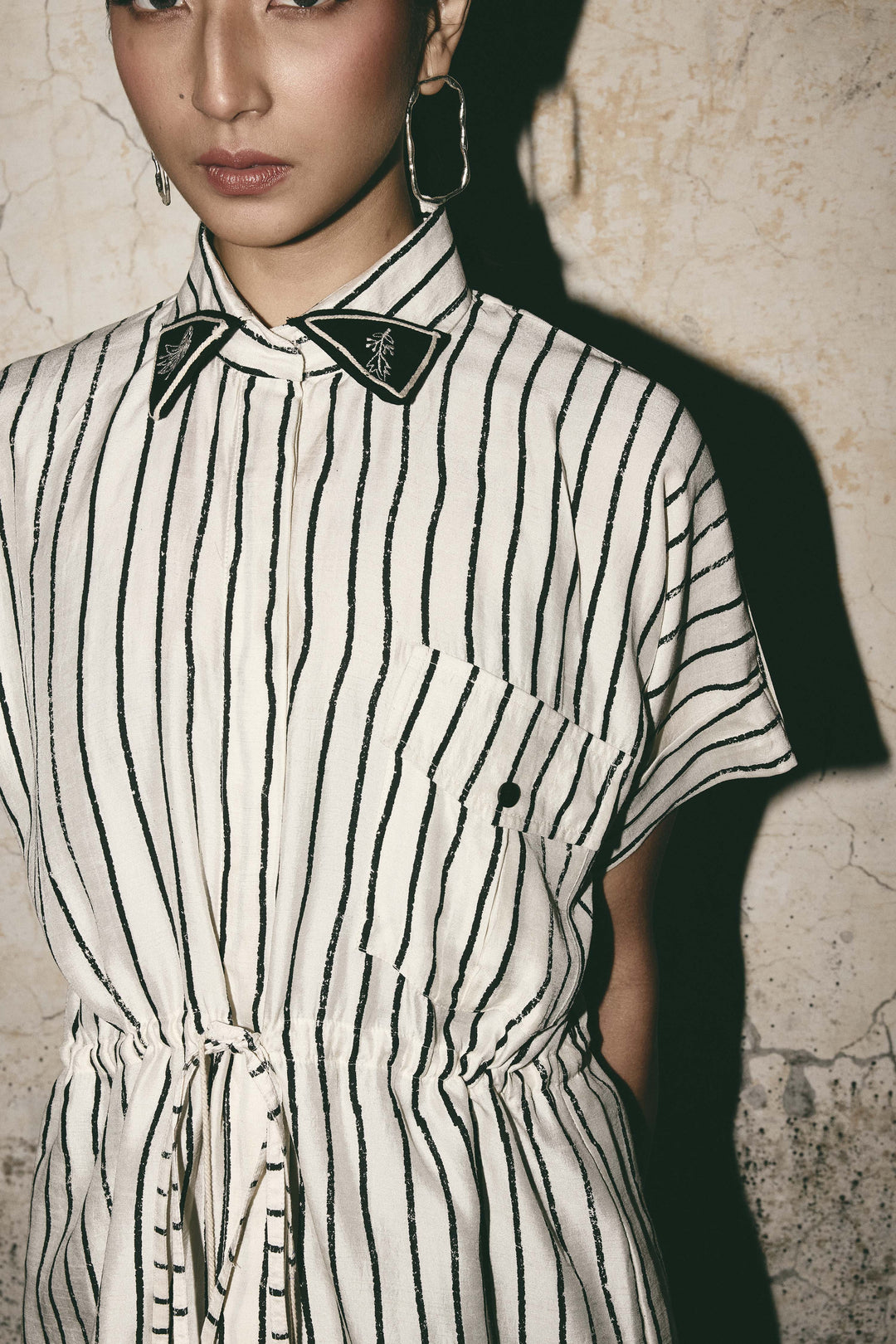 Stripe tie up shirt