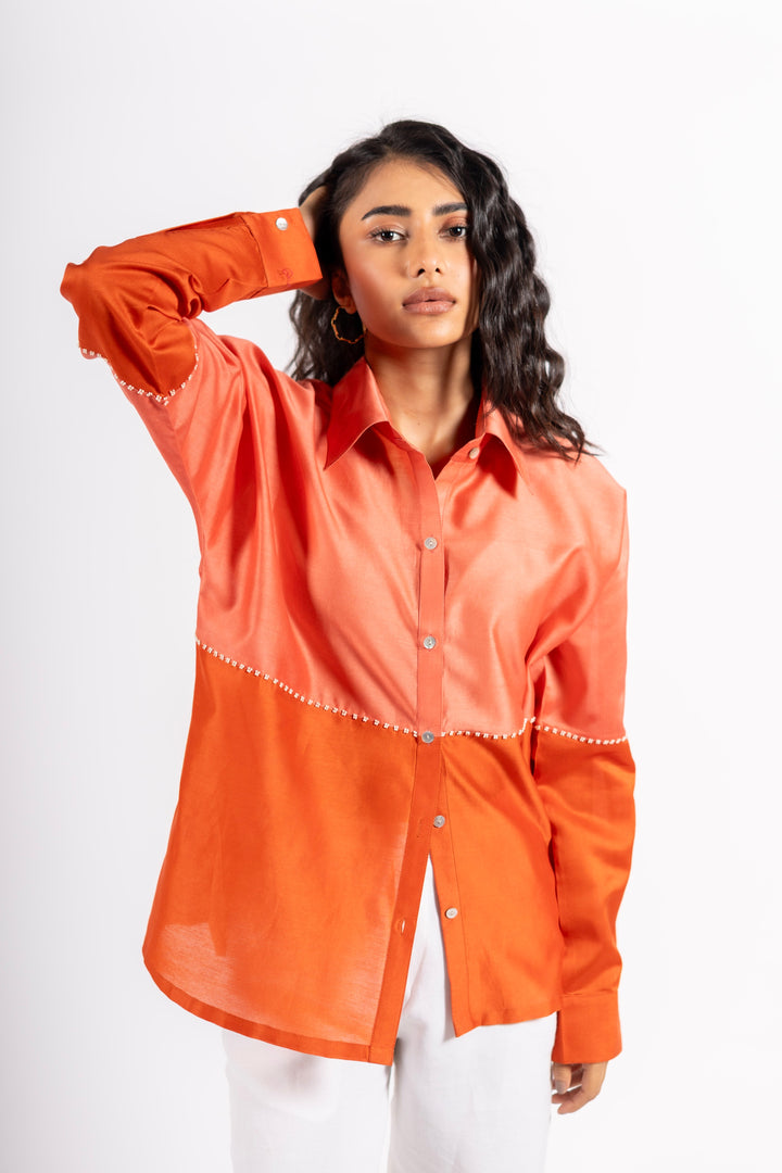Beanie Shirt Two Tone Orange- Pink