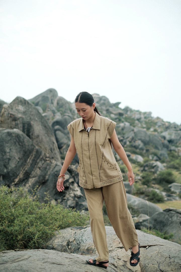 Handwoven Barrel Pants- Khakhi