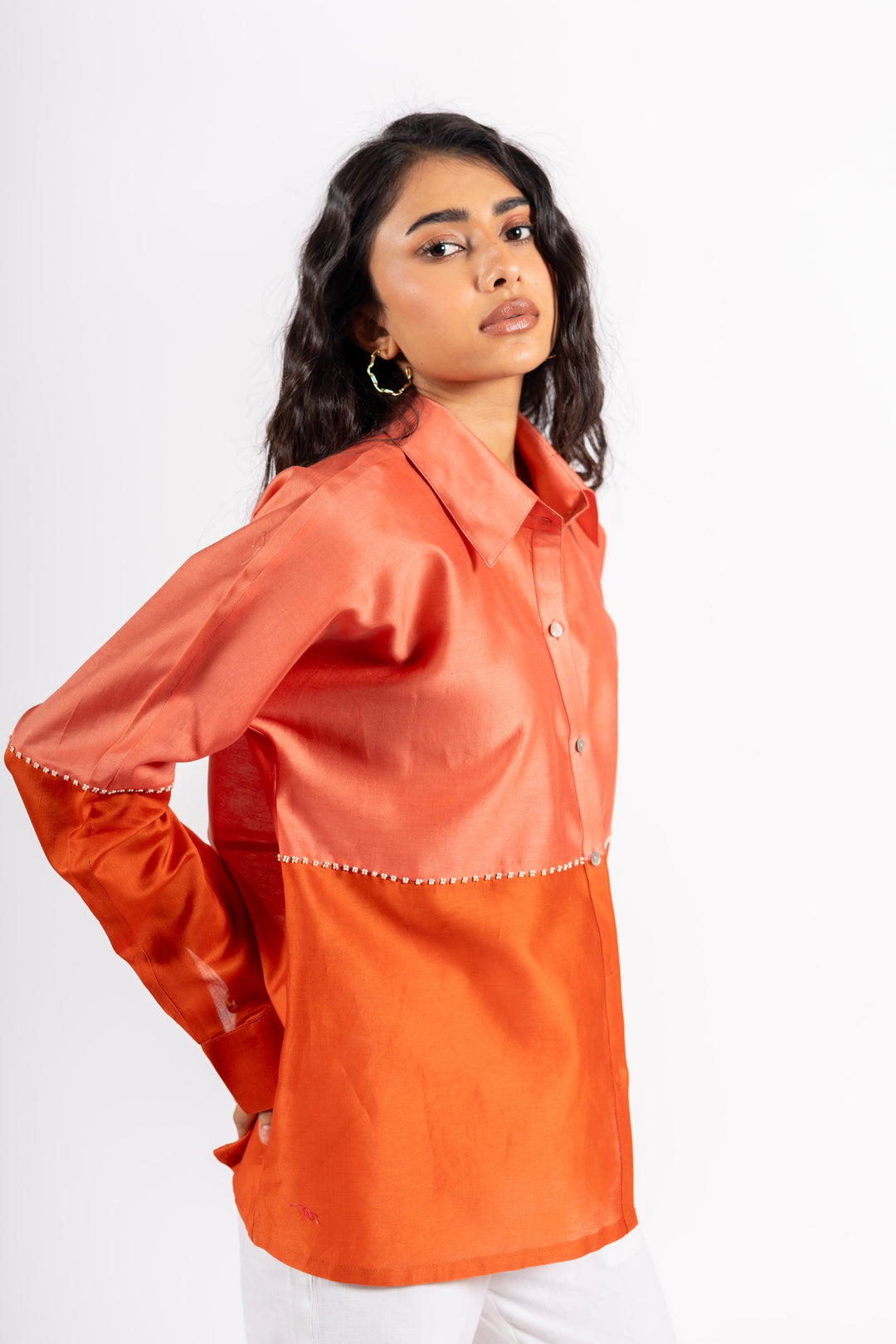 Beanie Shirt Two Tone Orange- Pink