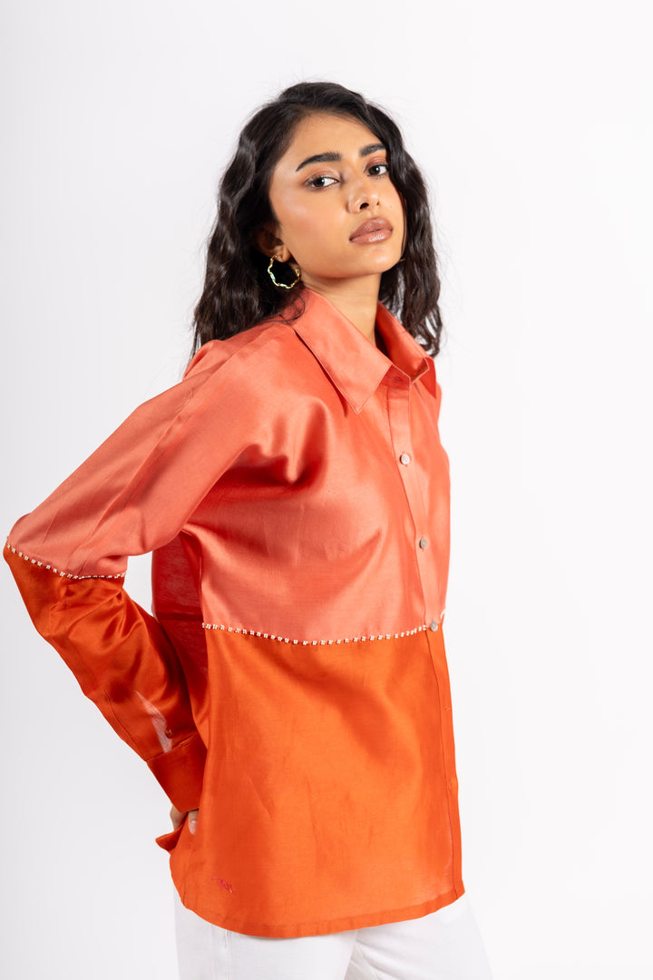 Beanie Shirt Two Tone Orange- Pink