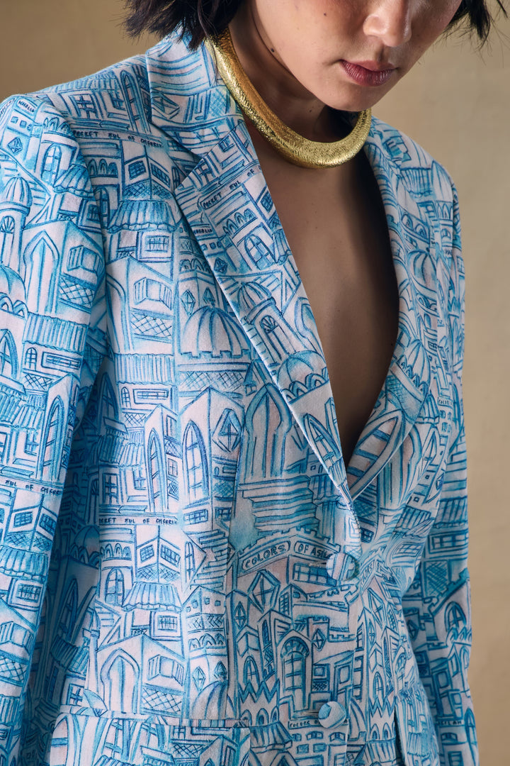 Blue Landscape Gradient Blazer