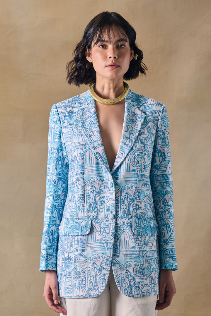 Blue Landscape Gradient Blazer