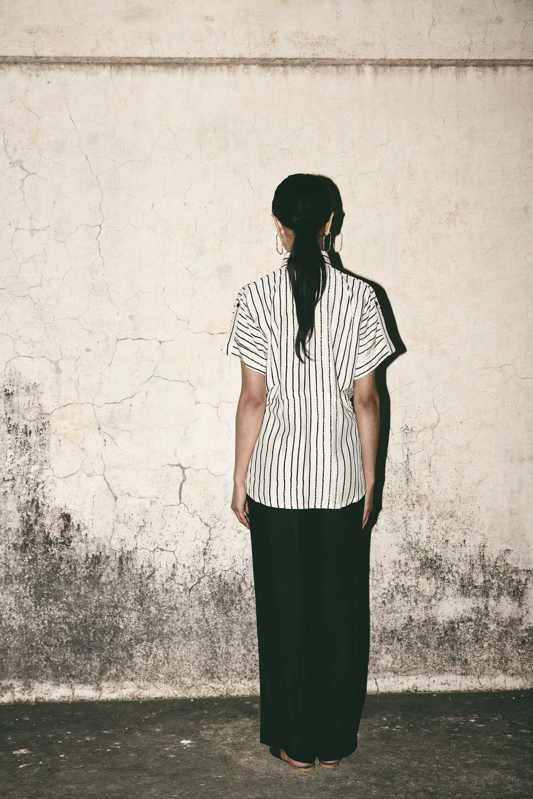 Stripe tie up shirt