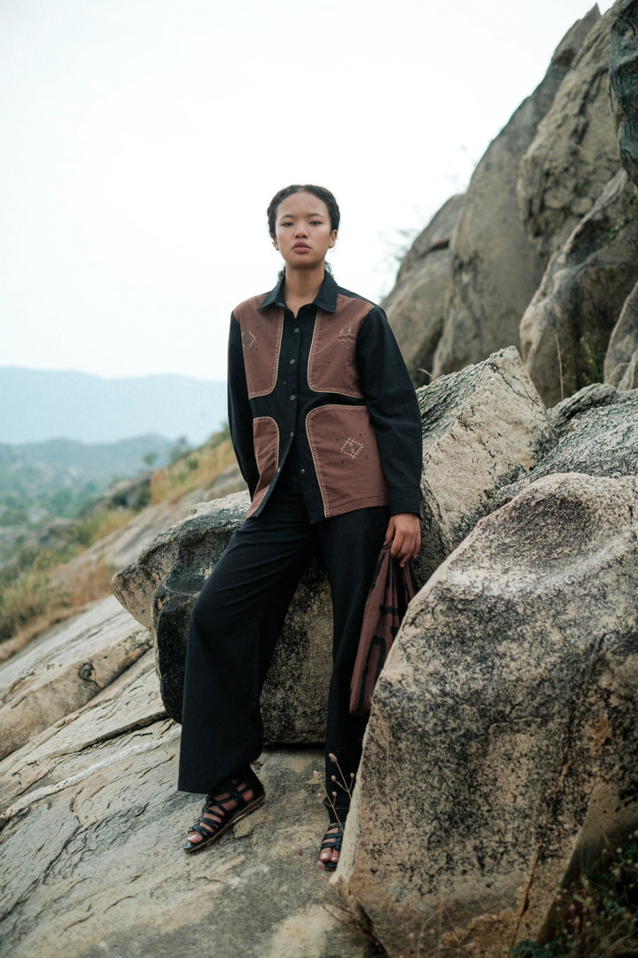 Handwoven Sailor Flared Pants - Black