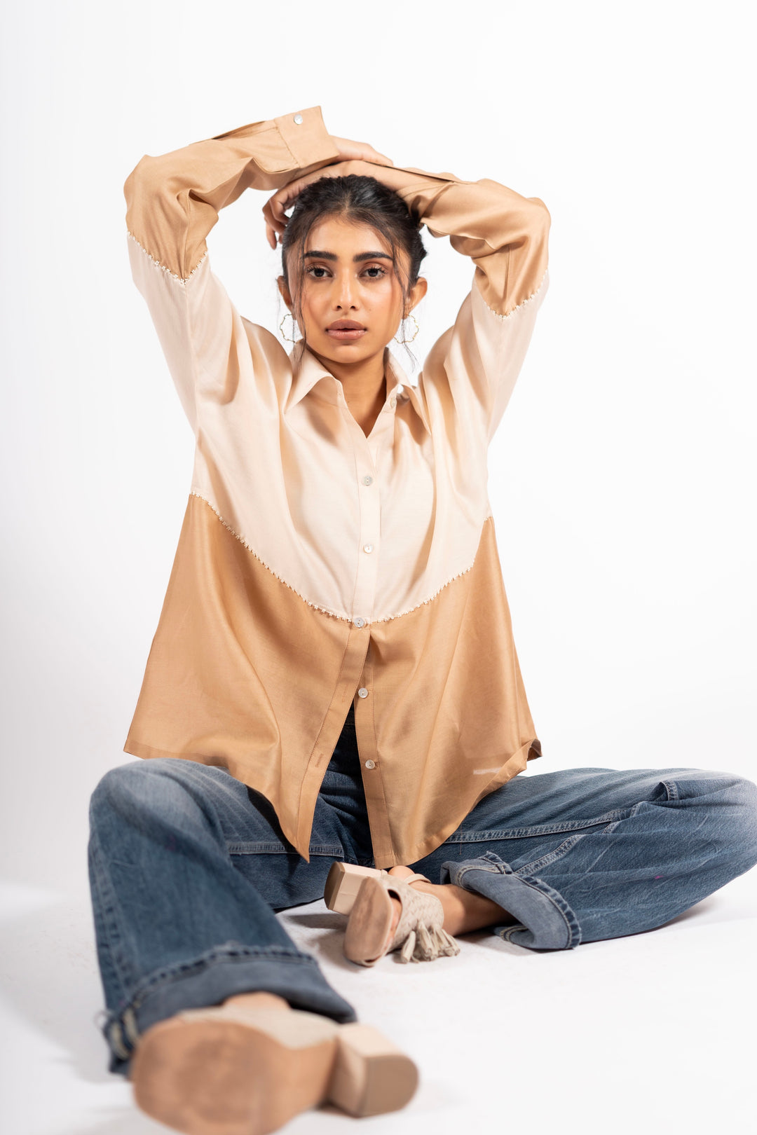 Beanie Shirt Two Tone Taupe-Ecru