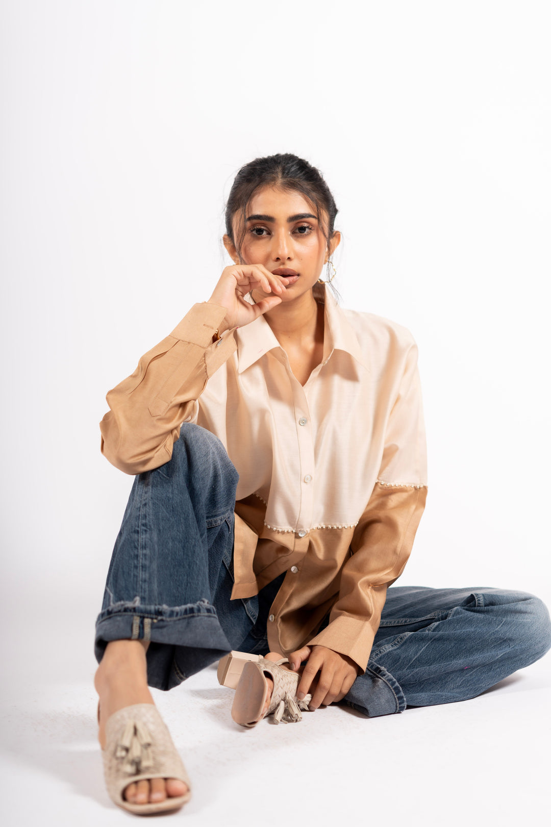 Beanie Shirt Two Tone Taupe-Ecru