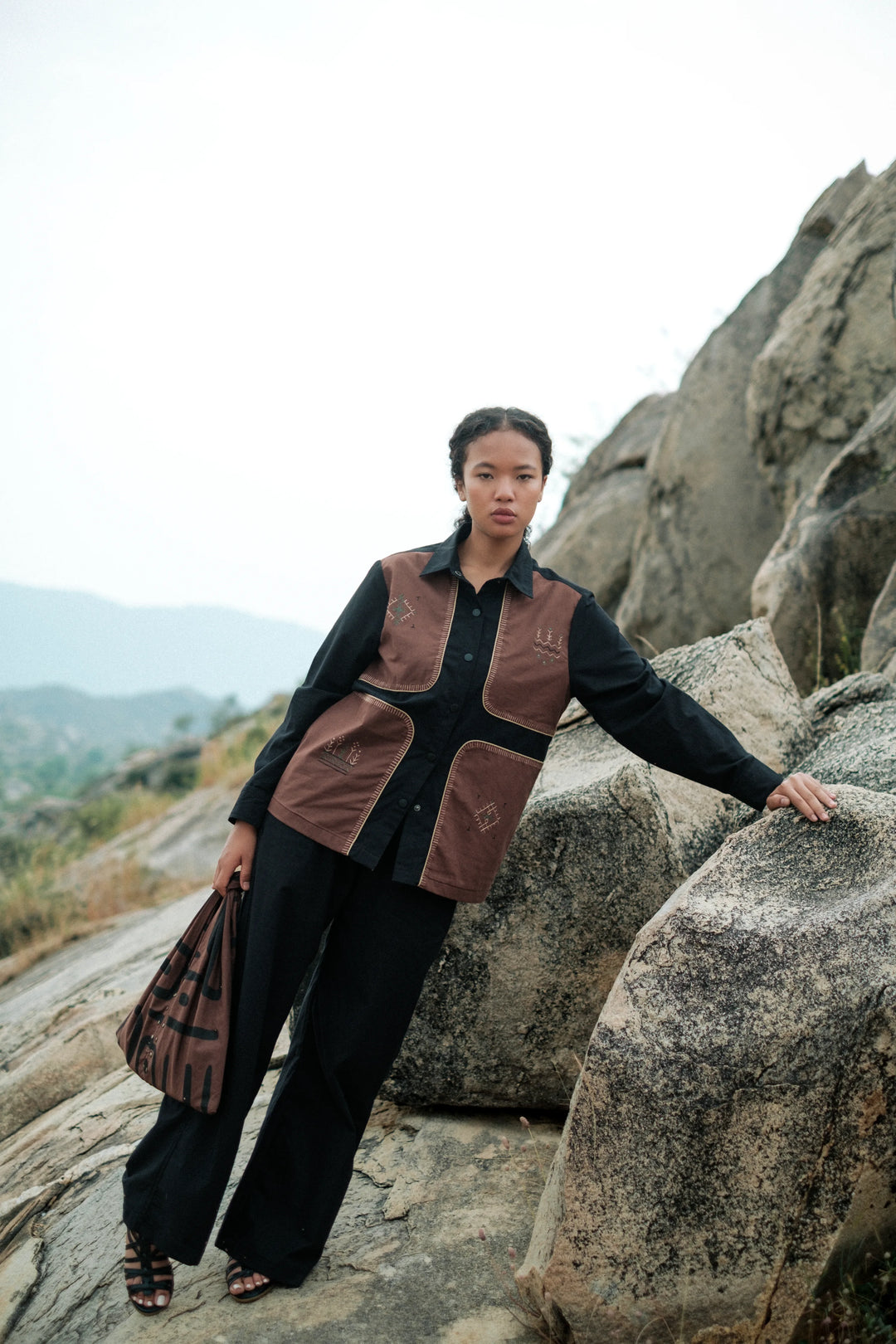 Handwoven Sailor Flared Pants - Black