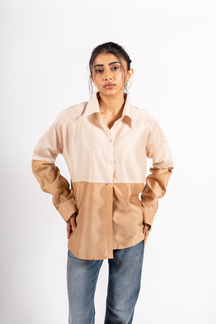 Beanie Shirt Two Tone Taupe-Ecru